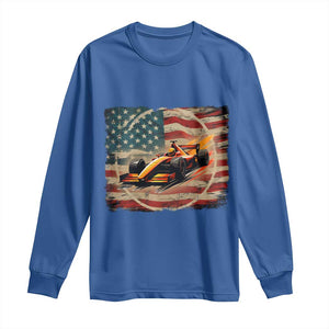 Racing Car Long Sleeve Shirt Patriotic American Flag Race TS14 Royal Blue Print Your Wear