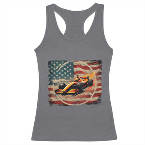 Racing Car Racerback Tank Top Patriotic American Flag Race TS14 Charcoal Print Your Wear