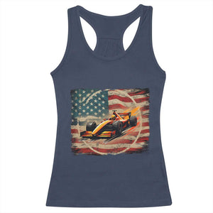 Racing Car Racerback Tank Top Patriotic American Flag Race TS14 Navy Print Your Wear