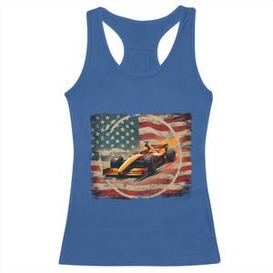 Racing Car Racerback Tank Top Patriotic American Flag Race TS14 Royal Blue Print Your Wear