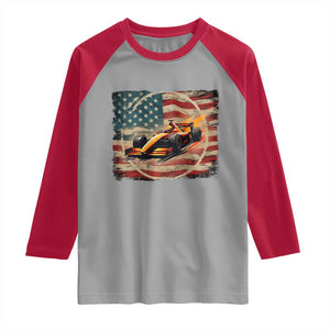 Racing Car Raglan Shirt Patriotic American Flag Race TS14 Sport Gray Red Print Your Wear