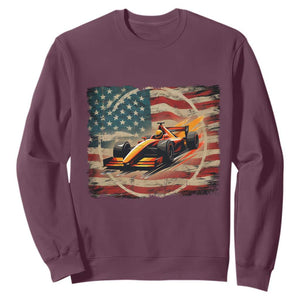 Racing Car Sweatshirt Patriotic American Flag Race TS14 Maroon Print Your Wear