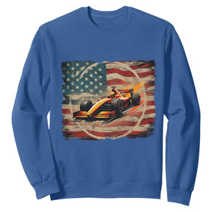 Racing Car Sweatshirt Patriotic American Flag Race TS14 Royal Blue Print Your Wear