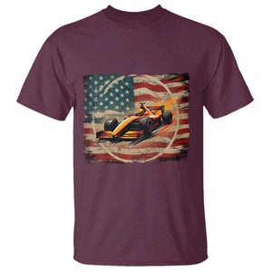 Racing Car T Shirt Patriotic American Flag Race TS14 Maroon Print Your Wear