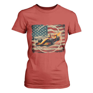 Racing Car T Shirt For Women Patriotic American Flag Race TS14 Red Print Your Wear