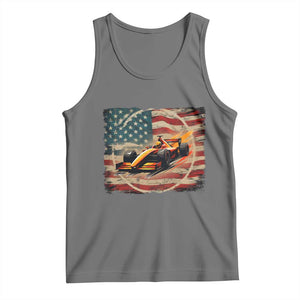 Racing Car Tank Top Patriotic American Flag Race TS14 Black Heather Print Your Wear