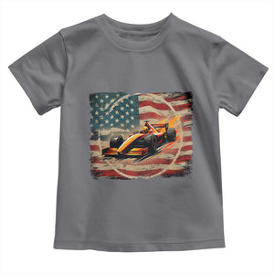 Racing Car Toddler T Shirt Patriotic American Flag Race TS14 Charcoal Print Your Wear