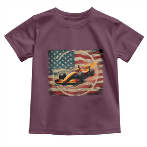 Racing Car Toddler T Shirt Patriotic American Flag Race TS14 Maroon Print Your Wear