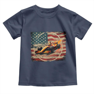 Racing Car Toddler T Shirt Patriotic American Flag Race TS14 Navy Print Your Wear