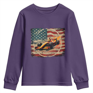 Racing Car Youth Sweatshirt Patriotic American Flag Race TS14 Purple Print Your Wear