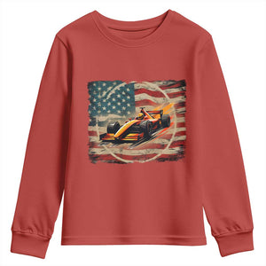 Racing Car Youth Sweatshirt Patriotic American Flag Race TS14 Red Print Your Wear