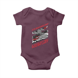 Funny Racing Car Flag Baby Onesie It Is Racing Day TS14 Maroon Print Your Wear