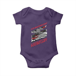 Funny Racing Car Flag Baby Onesie It Is Racing Day TS14 Purple Print Your Wear