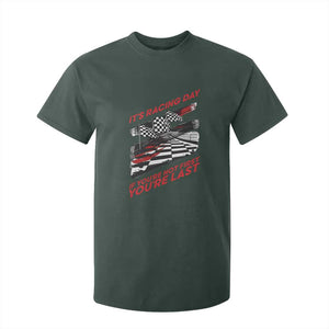 Funny Racing Car Flag T Shirt For Kid It Is Racing Day TS14 Dark Forest Green Print Your Wear