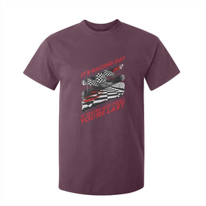 Funny Racing Car Flag T Shirt For Kid It Is Racing Day TS14 Maroon Print Your Wear