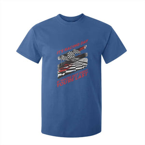 Funny Racing Car Flag T Shirt For Kid It Is Racing Day TS14 Royal Blue Print Your Wear