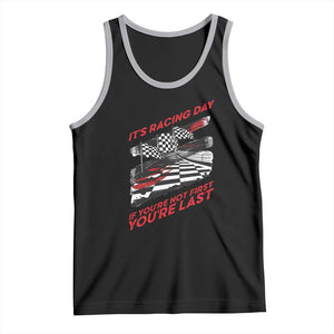 Funny Racing Car Flag Tank Top It Is Racing Day TS14 Black Athletic Heather Print Your Wear