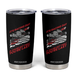 Funny Racing Car Flag Tumbler Cup It Is Racing Day TS14 Black Print Your Wear