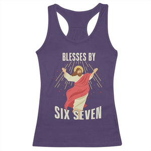 Christian 67 Meme Racerback Tank Top Blesses By Six Seven Funny TS14 Purple Print Your Wear