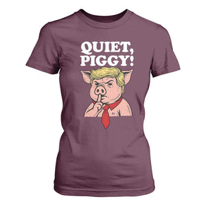 Quiet Piggy T Shirt For Women Funny Anti Trump Political Meme - Print Your Wear