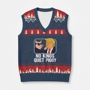 Quiet Piggy No Kings V-Neck Knit Sweater Vest Funny Anti Trump Political Meme TS14 Navy Red Print Your Wear
