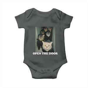 Open The Door Cats Lover Baby Onesie Funny Cat Gang Sarcastic Meme TS14 Dark Heather Print Your Wear