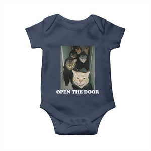 Open The Door Cats Lover Baby Onesie Funny Cat Gang Sarcastic Meme TS14 Navy Print Your Wear