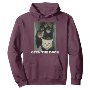 Open The Door Cats Lover Hoodie Funny Cat Gang Sarcastic Meme TS14 Maroon Print Your Wear