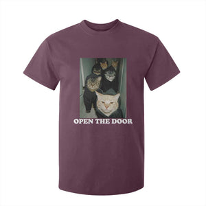 Open The Door Cats Lover T Shirt For Kid Funny Cat Gang Sarcastic Meme TS14 Maroon Print Your Wear