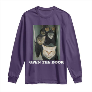 Open The Door Cats Lover Long Sleeve Shirt Funny Cat Gang Sarcastic Meme TS14 Purple Print Your Wear