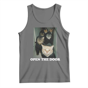 Open The Door Cats Lover Tank Top Funny Cat Gang Sarcastic Meme TS14 Black Heather Print Your Wear