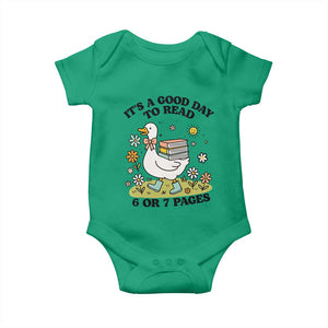 Its A Good Day To Read 6 or 7 Pages Baby Onesie Funny Six Seven Teacher Book Lover TS14 Irish Green Print Your Wear