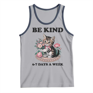 Be Kind 6 7 Days a Week Tank Top Funny Six Seven Cat Teacher Meme TS14 Athletic Heather Navy Print Your Wear