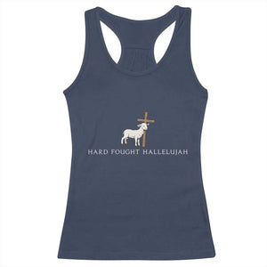 Hard Fought Hallelujah Racerback Tank Top Christian Bible Verse Faith TS14 Navy Print Your Wear