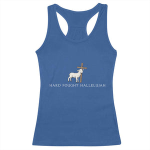 Hard Fought Hallelujah Racerback Tank Top Christian Bible Verse Faith TS14 Royal Blue Print Your Wear