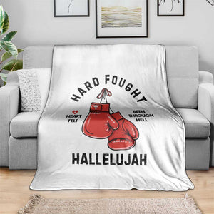 Hard Fought Hallelujah Throw Blanket Christian Boxing Gloves Bible Verse Faith TS14 Print Your Wear