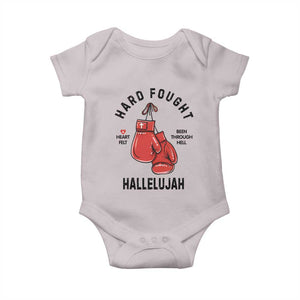 Hard Fought Hallelujah Baby Onesie Christian Boxing Gloves Bible Verse Faith TS14 Ice Gray Print Your Wear