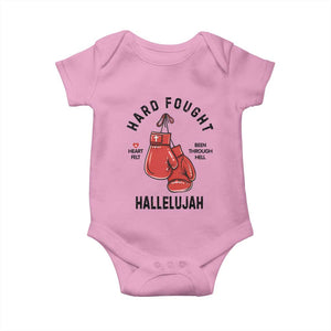 Hard Fought Hallelujah Baby Onesie Christian Boxing Gloves Bible Verse Faith TS14 Light Pink Print Your Wear