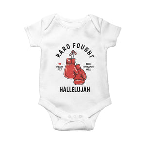 Hard Fought Hallelujah Baby Onesie Christian Boxing Gloves Bible Verse Faith TS14 White Print Your Wear