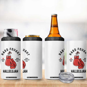 Hard Fought Hallelujah 4 in 1 Can Cooler Tumbler Christian Boxing Gloves Bible Verse Faith TS14 Print Your Wear