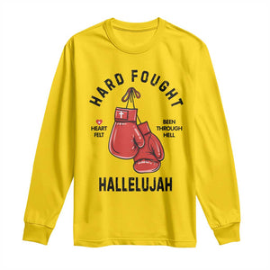 Hard Fought Hallelujah Long Sleeve Shirt Christian Boxing Gloves Bible Verse Faith TS14 Daisy Print Your Wear