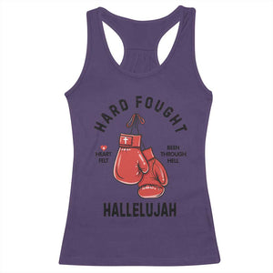 Hard Fought Hallelujah Racerback Tank Top Christian Boxing Gloves Bible Verse Faith TS14 Purple Print Your Wear