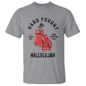 Hard Fought Hallelujah T Shirt Christian Boxing Gloves Bible Verse Faith TS14 Sport Gray Print Your Wear