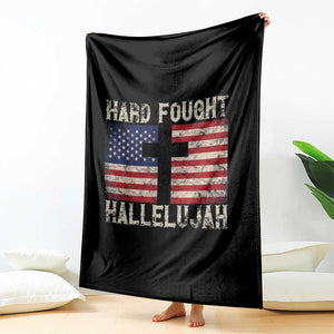 Hard Fought Hallelujah Throw Blanket Patriotic Christian Faith American Flag TS14 Print Your Wear