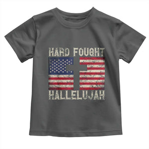 Hard Fought Hallelujah Toddler T Shirt Patriotic Christian Faith American Flag TS14 Dark Heather Print Your Wear