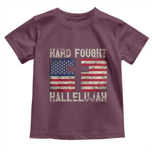 Hard Fought Hallelujah Toddler T Shirt Patriotic Christian Faith American Flag TS14 Maroon Print Your Wear