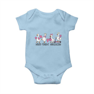 Hard Fought Hallelujah Baby Onesie Funny Christian Goose TS14 Light Blue Print Your Wear