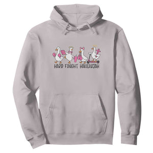 Hard Fought Hallelujah Hoodie Funny Christian Goose TS14 Ice Gray Print Your Wear
