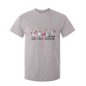 Hard Fought Hallelujah T Shirt For Kid Funny Christian Goose TS14 Ice Gray Print Your Wear