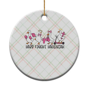 Hard Fought Hallelujah Ceramic Ornament Funny Christian Goose TS14 1pc Christmas Plaid Print Your Wear